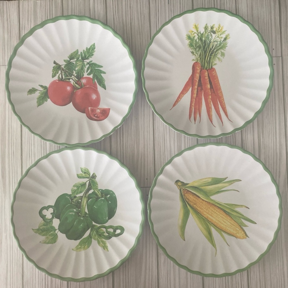 The Farmhouse by Rachel Ashwell Set of 4 Vegetable Themed Salad Plates